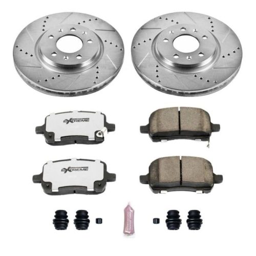 2006-2010 Pontiac Solstice & 2007-2010 Saturn Sky Front Z26 Street Warrior Brake Upgrade Kit - Heavy Duty Drilled & Slotted Rotors with Carbon-Fiber Ceramic Pads - Premium Replacement