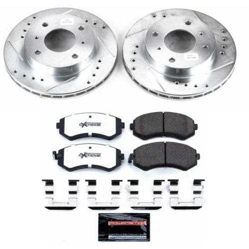 1989-1994 Nissan 240SX Front Z26 Street Warrior Brake Kit with Drilled & Slotted Rotors and Carbon-Fiber Ceramic Pads - Premium Replacement
