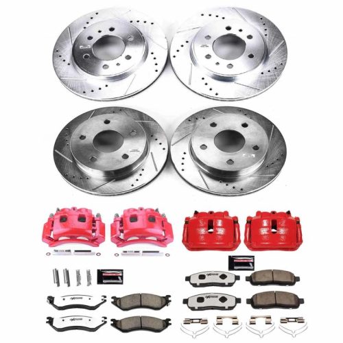 2000-2001 Dodge Ram 1500 Front Z36 Truck & Tow Brake Upgrade Kit with Drilled & Slotted Rotors and Carbon-Fiber Ceramic Pads - Premium Replacement
