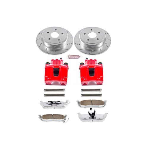 2007-2010 Jeep Grand Cherokee & Commander Heavy-Duty Brake Upgrade Kit with Drilled & Slotted Rotors, Carbon-Fiber Ceramic Pads, Powder Coated Calipers - Premium Replacement