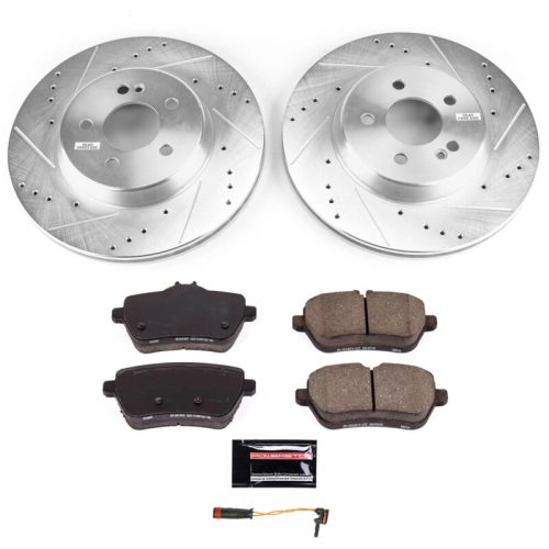 2018-2020 Mercedes-Benz S450 & S560 Rear Brake Upgrade Kit with Drilled & Slotted Rotors and Carbon-Fiber Ceramic Pads - Premium Replacement