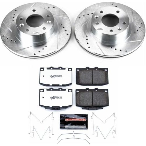 1993-1995 Mazda RX-7 Front Z26 Street Warrior Brake Upgrade Kit with Drilled & Slotted Rotors - Premium Replacement