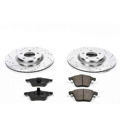 2011-2013 Mazda 3 Front Brake Upgrade Kit with Drilled & Slotted Rotors and Carbon-Fiber Ceramic Pads - Heavy Duty Performance Replacement