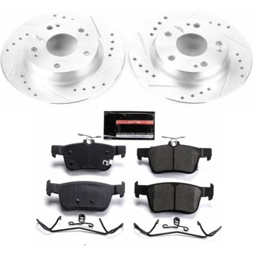 2016-2017 Honda Civic Rear Z23 Evolution Sport Brake Kit with Drilled & Slotted Rotors - Premium Replacement