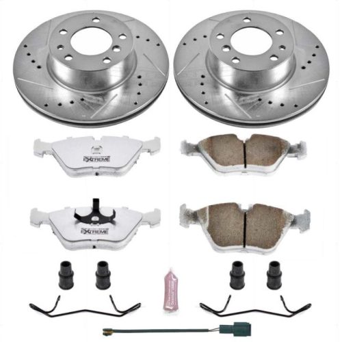 1990-1995 BMW 525i, 530i, 535i Front Z26 Street Warrior Brake Upgrade Kit - Heavy Duty Drilled & Slotted Rotor with Carbon-Fiber Ceramic Pads - Premium Replacement