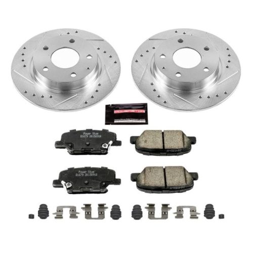 2014-2016 Mazda 3 Rear Z23 Evolution Sport Brake Kit with Drilled & Slotted Rotors and Carbon-Fiber Ceramic Pads - Premium Replacement