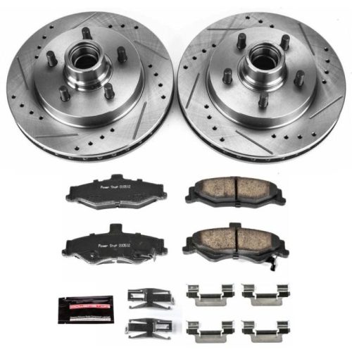 2000-2002 Pontiac Firebird Rear PowerStop Z23 Evolution Sport Brake Upgrade Kit - Premium Heavy-Duty Drilled & Slotted Rotor and Carbon-Fiber Ceramic Brake Pads