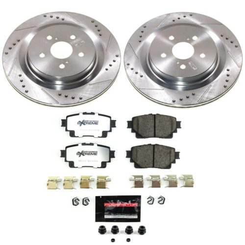 2020-2021 Toyota Highlander Rear PowerStop Z36 Truck & Tow Brake Upgrade Kit - Heavy-Duty Drilled & Slotted Rotors with Carbon-Fiber Ceramic Pads for Towing and Off-Road Performance