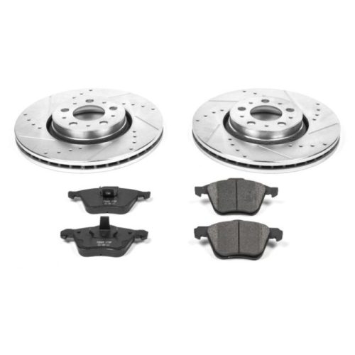 2004-2013 Volvo S60 & XC90 Heavy-Duty Drilled & Slotted Brake Rotor and Carbon-Fiber Ceramic Brake Pad Upgrade - Premium Replacement
