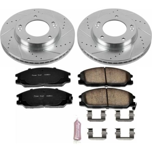 2007-2009 Kia Sorento Front PowerStop Z23 Evolution Sport Brake Kit - Heavy-Duty Drilled & Slotted Rotor and Carbon-Fiber Ceramic Brake Pads for Reliable Towing and Daily Use - Premium Replacement