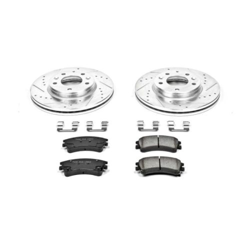 2003-2005 Mazda 6 Front Z23 Evolution Sport Brake Upgrade Kit - Heavy-Duty Drilled & Slotted Rotors with Carbon-Fiber Ceramic Pads - Premium Replacement