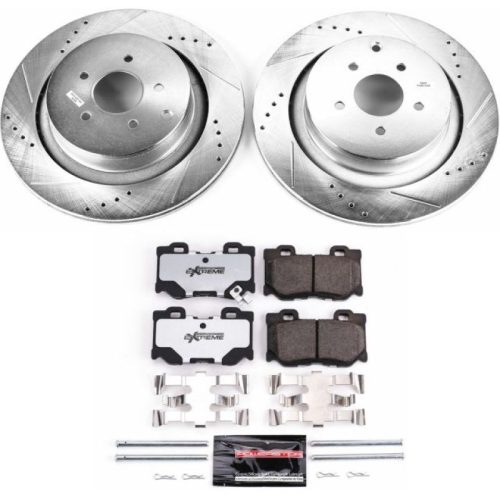 2009-2014 Infiniti FX50 & M56 Rear Z26 Street Warrior Brake Performance Upgrade Kit - Heavy-Duty Drilled & Slotted Rotors with Carbon-Fiber Ceramic Pads