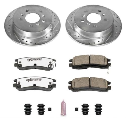 2008-2010 Chevrolet Impala Rear PowerStop Z26 Street Warrior Brake Assembly - Heavy-Duty Drilled & Slotted Rotors with Carbon-Fiber Ceramic Pads - Premium Replacement