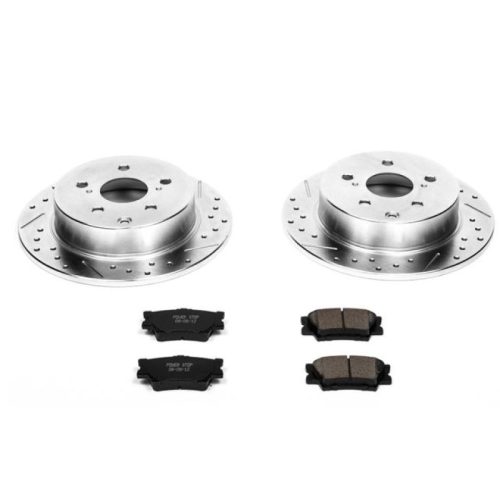2009-2013 Toyota Matrix & 2009-2010 Pontiac Vibe Rear Z23 Evolution Sport Brake Upgrade Kit - Heavy-Duty Drilled & Slotted Rotors with Carbon-Fiber Ceramic Pads - Premium Replacement