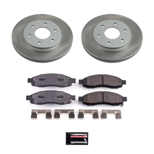 2004-2005 Nissan Titan & Armada Front Heavy-Duty Semi-Coated Rotor Brake Assembly with Ceramic Pads - Premium Replacement