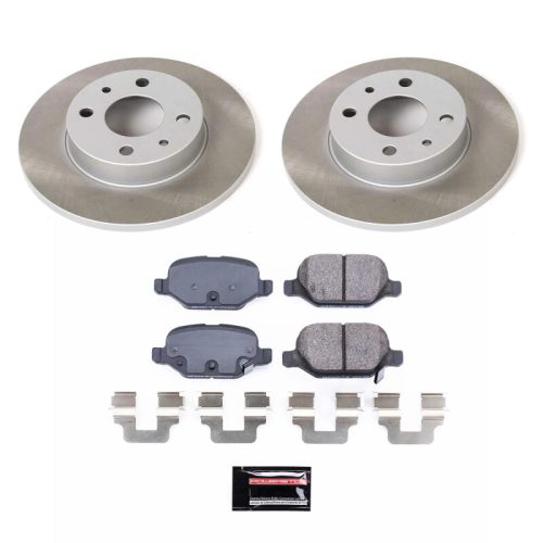 2012-2018 Fiat 500 Rear Semi-Coated Rotor Brake Assembly with Low-Dust Ceramic Pads - Premium Replacement