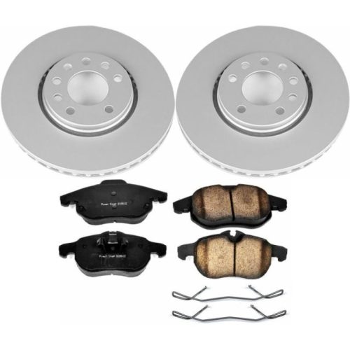 2003-2009 Saab 9-3 Front Brake Rotor and Pad Assembly - Heavy-Duty Coated Rotor and Ceramic Brake Pads for European Vehicles - Premium Replacement