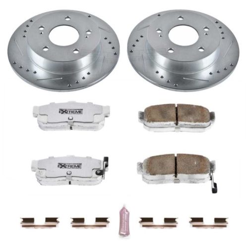 1989-1993 Nissan Maxima Rear Z26 Street Warrior Brake Assembly - Heavy-Duty Drilled & Slotted Rotor Upgrade with Carbon-Fiber Ceramic Pads - Premium Replacement