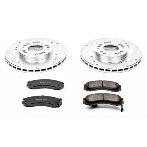 1992-1997 Mitsubishi Diamante Front PowerStop Z23 Evolution Sport Brake Upgrade Kit - Heavy-Duty Drilled & Slotted Rotor with Carbon-Fiber Ceramic Pads