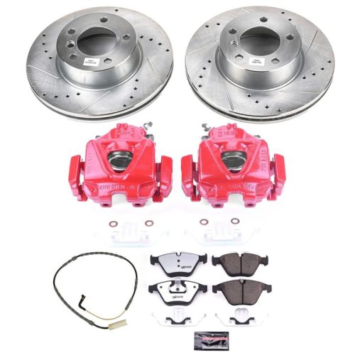 2008-2010 BMW 328i xDrive Front Brake Upgrade Kit with Drilled & Slotted Rotors, Carbon-Fiber Ceramic Pads - Premium Replacement