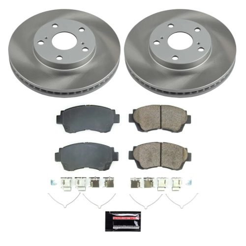 1999-2002 Toyota Sienna Front Semi-Coated Rotor Brake Assembly with Ceramic Pads - Premium Replacement