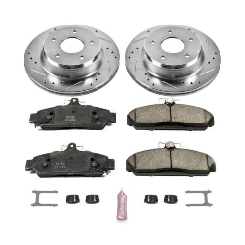1984-1987 Chevrolet Corvette Front Z23 Evolution Sport Brake Kit - Heavy-Duty Drilled & Slotted Rotors with Carbon-Fiber Ceramic Pads - Premium Replacement