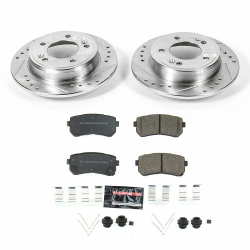 2018-2022 Hyundai Kona Rear PowerStop Z23 Evolution Sport Brake Upgrade Kit - Heavy-Duty Drilled & Slotted Rotors with Carbon-Fiber Ceramic Pads - Premium Replacement