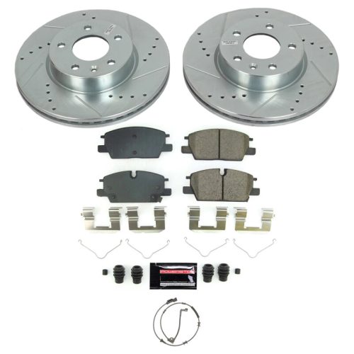 2020-2022 Cadillac CT4 Front Brake Upgrade Kit with Drilled & Slotted Rotors and Carbon-Fiber Ceramic Pads - Heavy-Duty Performance Replacement