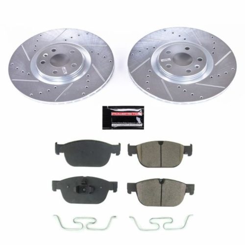 2016-2017 Volvo XC90 & S90 Heavy-Duty Drilled & Slotted Brake Rotor and Carbon-Fiber Ceramic Brake Pad Upgrade - Premium Replacement