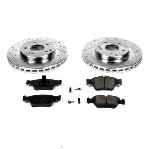 2000-2004 Mercedes-Benz C280 & SLK230 Front Brake Upgrade Kit with Drilled & Slotted Rotors and Carbon-Fiber Ceramic Pads - Premium Replacement