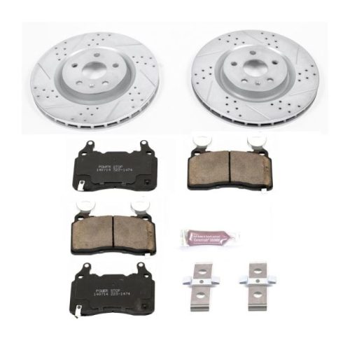2010-2015 Chevrolet Camaro Front Z23 Evolution Sport Brake Upgrade Kit - Premium Heavy-Duty Drilled & Slotted Rotors with Carbon-Fiber Ceramic Pads and Hardware