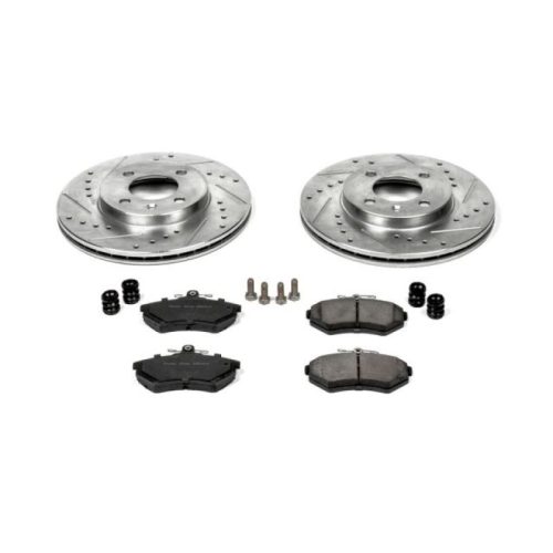 1993-2002 Volkswagen Golf & Cabrio Heavy-Duty Drilled & Slotted Brake Rotor and Carbon-Fiber Ceramic Brake Pad Upgrade - Premium Replacement