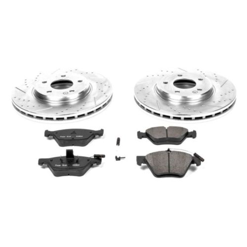 2000-2004 Mercedes-Benz CLK320 & SLK320 Front Z23 Evolution Sport Brake Upgrade Kit - Heavy-Duty Drilled and Slotted Rotors with Carbon-Fiber Ceramic Pads and Hardware