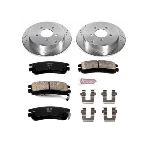 2002-2004 Buick Rendezvous Rear Z23 Evolution Sport Brake Upgrade Kit - Heavy-Duty Drilled & Slotted Rotors with Carbon-Fiber Ceramic Pads - Premium Replacement