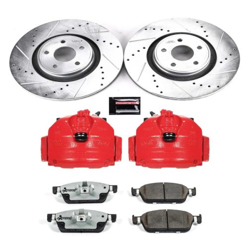 2015-2017 Lincoln MKC, 2015-2016 Ford Focus Heavy-Duty Brake Disc and Caliper Upgrade with Slotted Rotors and Performance Calipers - Premium Replacement