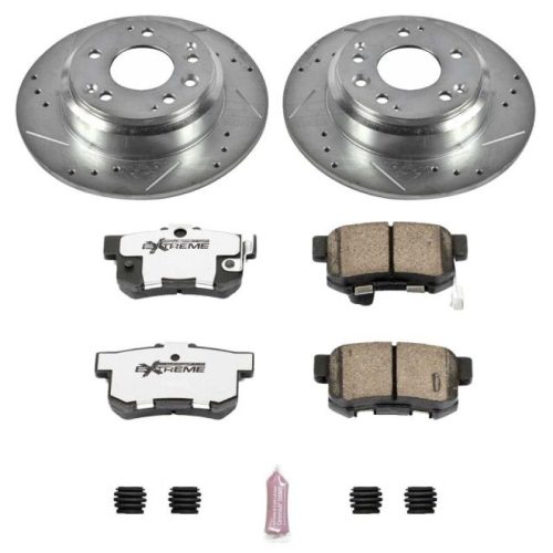 1991-1994 Acura Legend Rear Z26 Street Warrior Brake Kit - Heavy-Duty Drilled & Slotted Rotor Upgrade with Carbon-Fiber Ceramic Pads - Premium Replacement