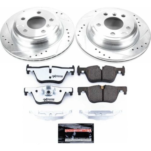 2013-2018 BMW 3 Series Rear Brake Performance Upgrade Kit with Drilled & Slotted Rotors and Carbon-Fiber Ceramic Pads - Premium Replacement