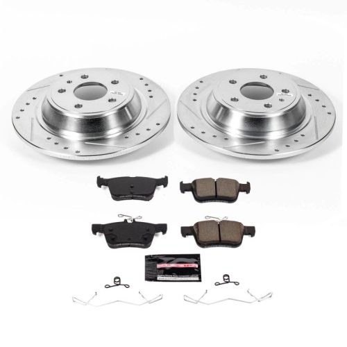 2020 Ford Fusion Rear Z23 Evolution Sport Brake Kit with Drilled & Slotted Rotors - Premium Heavy-Duty Replacement