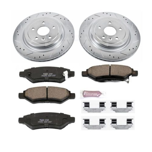 2010-2013 Cadillac CTS Rear Brake Rotor and Carbon-Fiber Ceramic Brake Pad Upgrade - Heavy-Duty Drilled & Slotted Performance Replacement