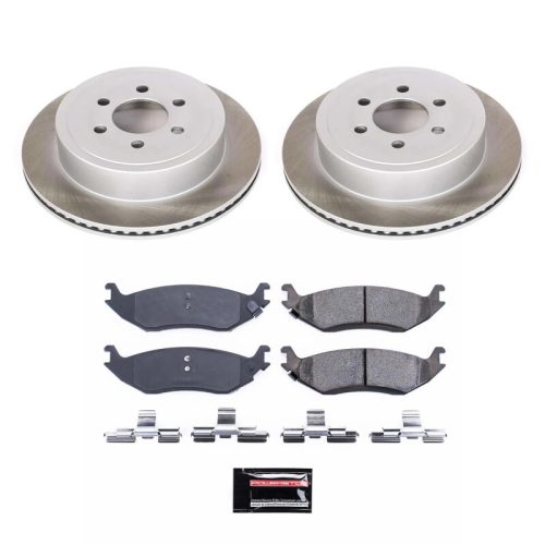 2003 Dodge Durango Rear Semi-Coated Rotor Brake Assembly with Ceramic Pads - Premium Replacement