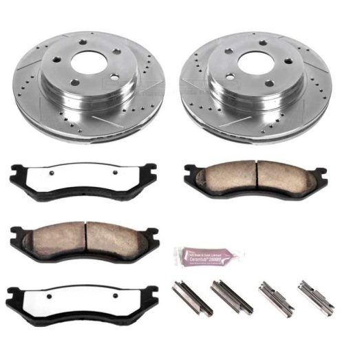 2003-2005 Dodge Ram 1500 Front Z36 Truck & Tow Brake Upgrade Kit - Heavy-Duty Drilled & Slotted Rotors with Carbon-Fiber Ceramic Brake Pads - Premium Replacement