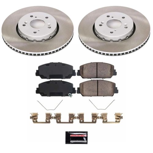 2013-2018 Acura RDX, 2016 Acura ILX Front Semi-Coated Rotor Brake Kit with Ceramic Pads - Premium Replacement
