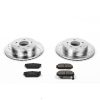 2007-2009 Mitsubishi Eclipse & Galant Rear Z23 Evolution Sport Brake Upgrade Kit - Heavy-Duty Drilled & Slotted Rotor Set with Carbon-Fiber Ceramic Pads - Premium Replacement