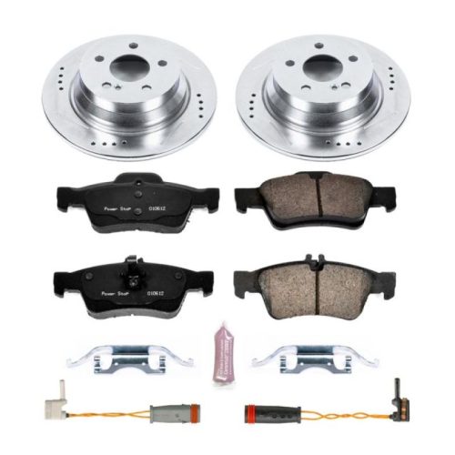 2006 Mercedes-Benz E350 Rear Z23 Evolution Sport Brake Kit - Premium Heavy-Duty Drilled & Slotted Rotor and Carbon-Fiber Ceramic Brake Pads Upgrade