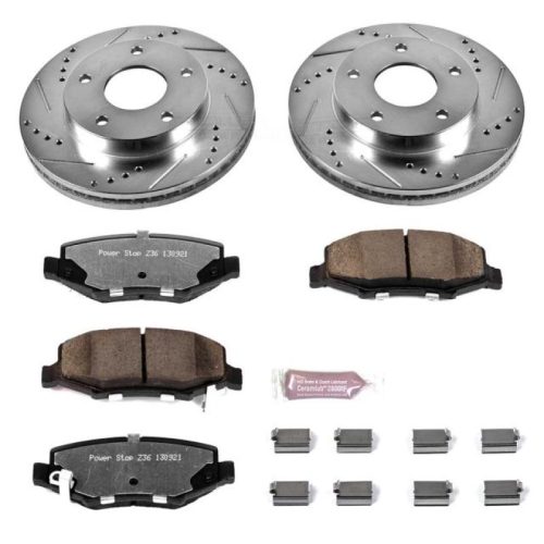 2007-2012 Dodge Nitro & 2010-2011 Jeep Liberty Heavy-Duty Drilled and Slotted Brake Rotor and Carbon-Fiber Ceramic Brake Pad Assembly - Premium Replacement