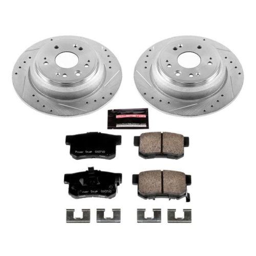 2010-2014 Honda Accord Crosstour Rear Z23 Evolution Sport Brake Rotor & Carbon-Fiber Ceramic Pad Upgrade - Heavy-Duty Performance Replacement