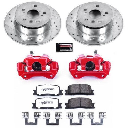 2001-2003 Toyota Highlander Rear Z36 Truck & Tow Brake Upgrade Kit with Drilled & Slotted Rotors and Powder Coated Calipers - Premium Replacement