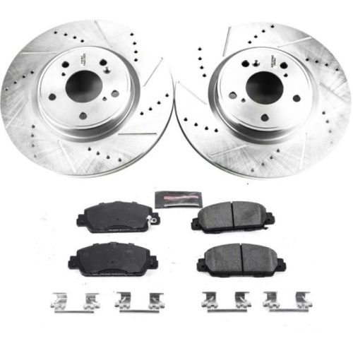 2018-2019 Honda Accord Front Z23 Evolution Sport Brake Kit - Heavy-Duty Drilled & Slotted Rotors with Carbon-Fiber Ceramic Pads - Premium Replacement