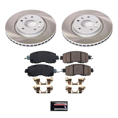 2014-2017 Nissan Leaf Front Semi-Coated Rotor Brake Assembly with Ceramic Pads - Premium Replacement