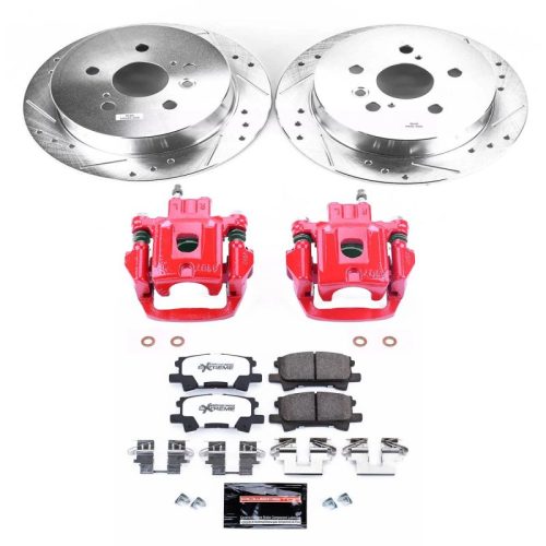 2004-2009 Lexus RX330 & 2004-2008 Toyota Highlander Heavy-Duty Brake Upgrade Kit with Drilled & Slotted Rotors and Carbon-Fiber Ceramic Pads - Premium Replacement